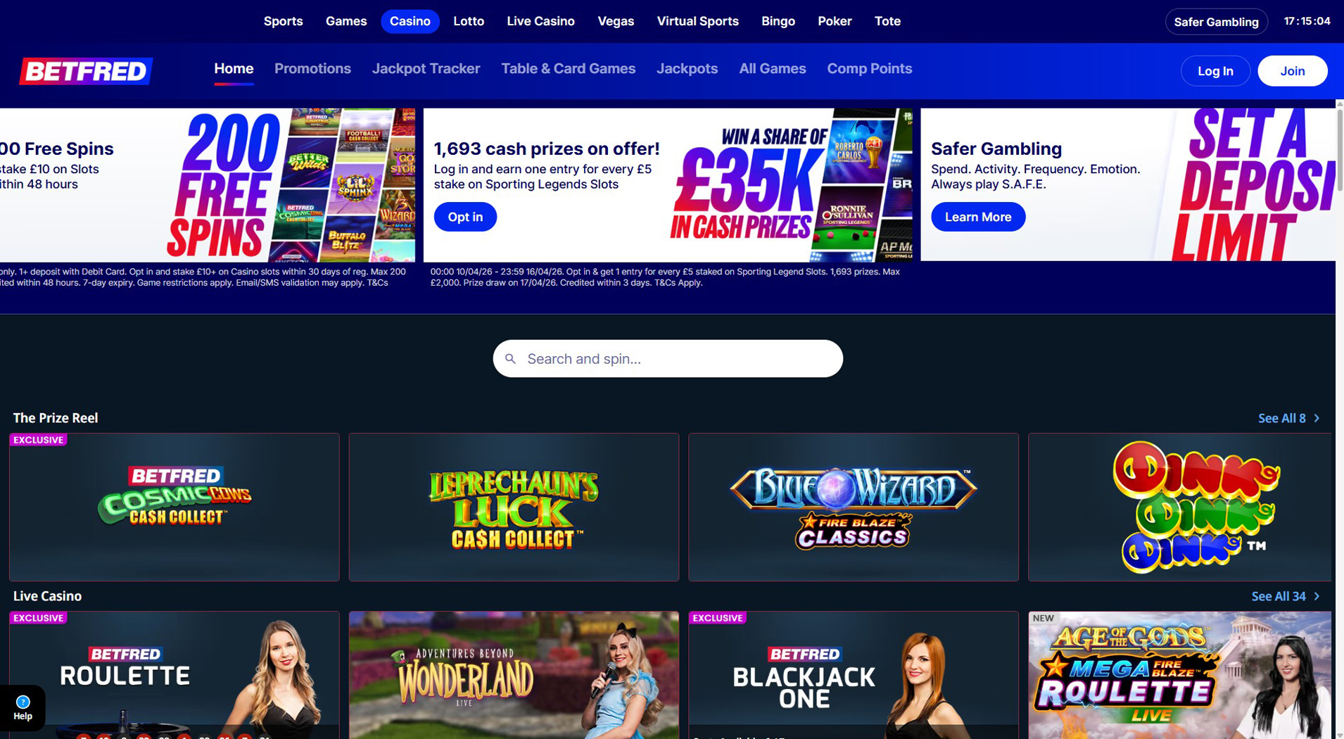 5. Betfred Casino - Mobile Bank Transfer Casino Choice