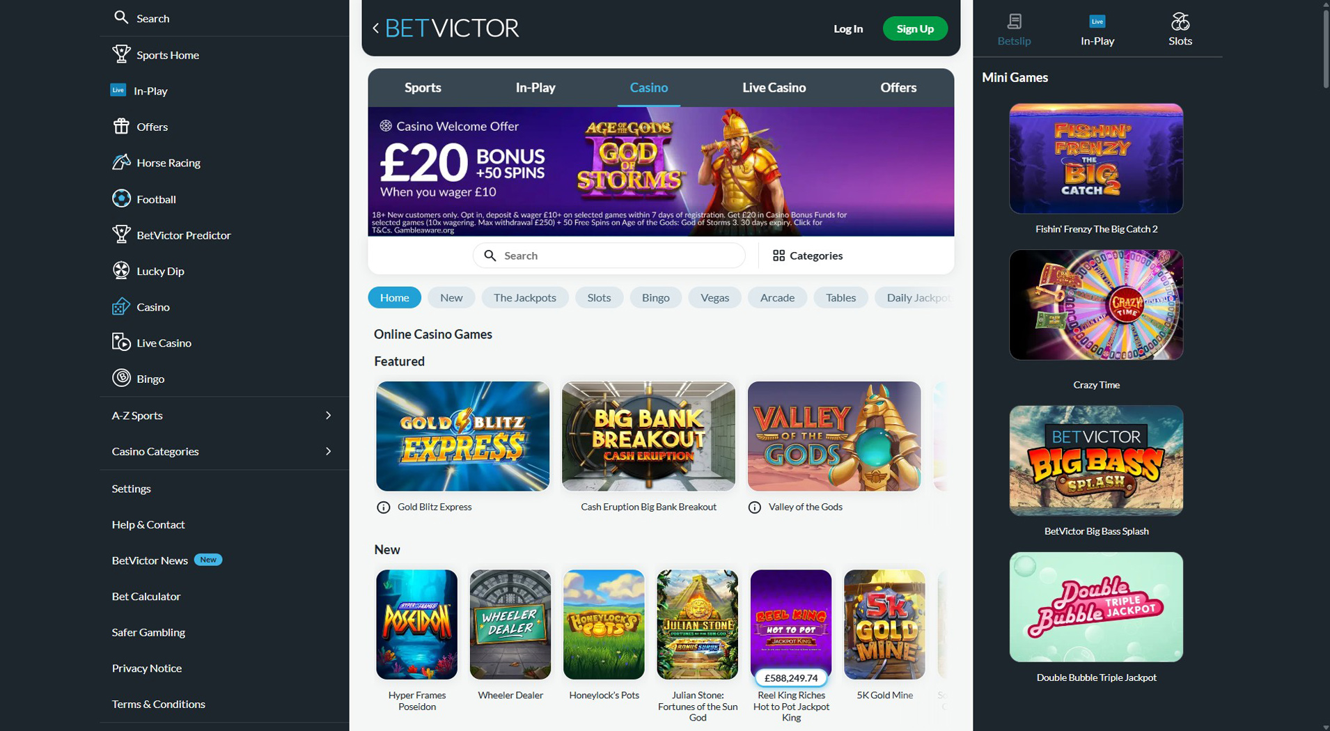 7. BetVictor Casino - Balanced Bank Transfer Casino Offer